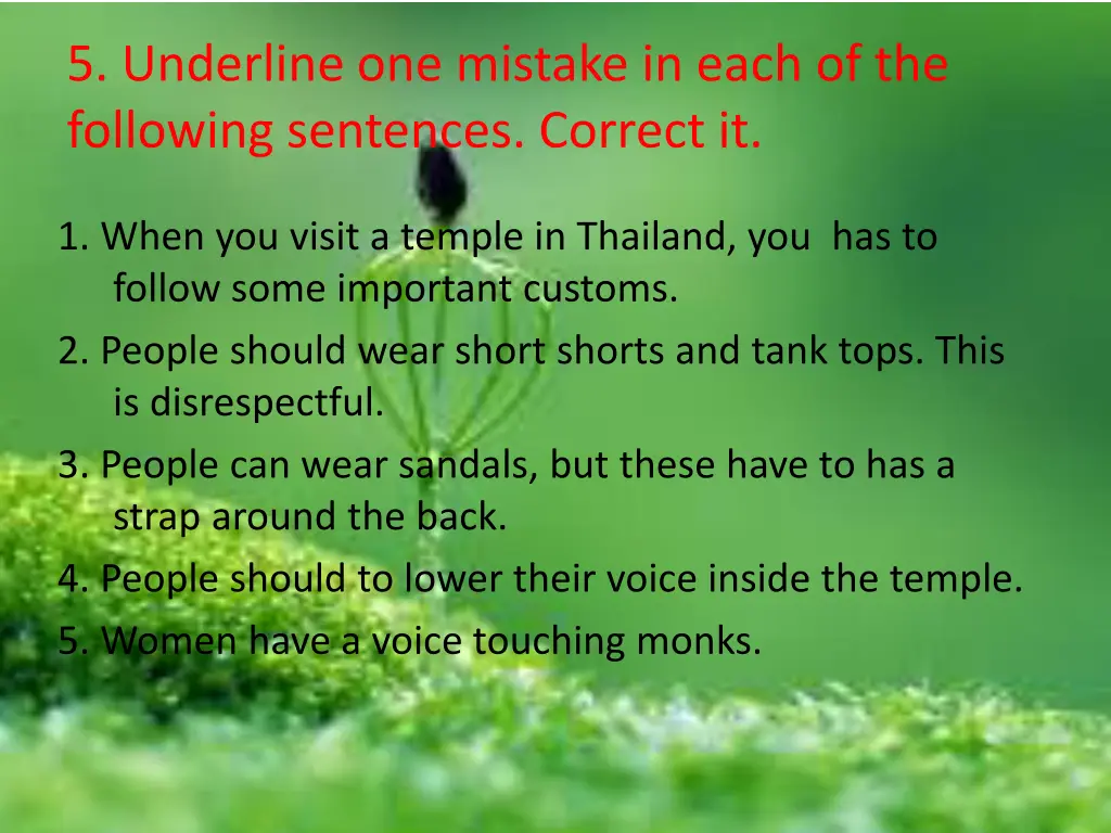 5 underline one mistake in each of the following