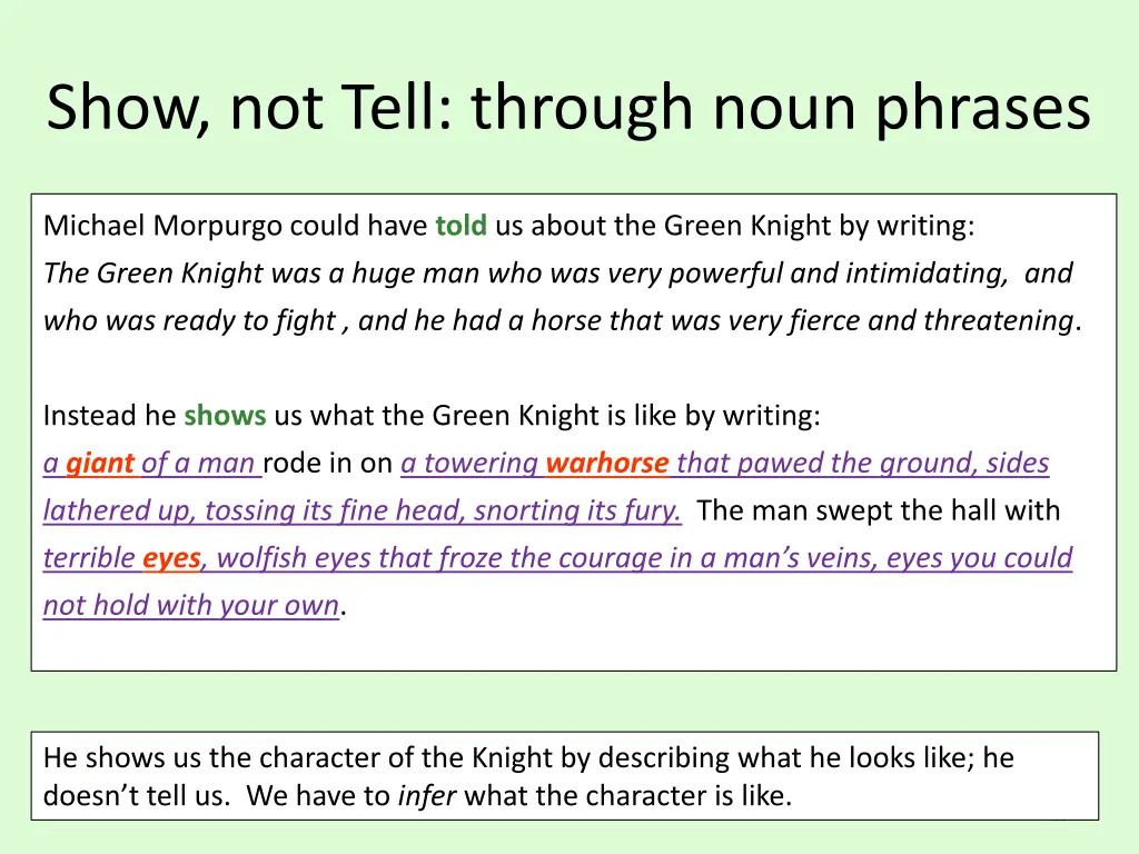 show not tell through noun phrases 3