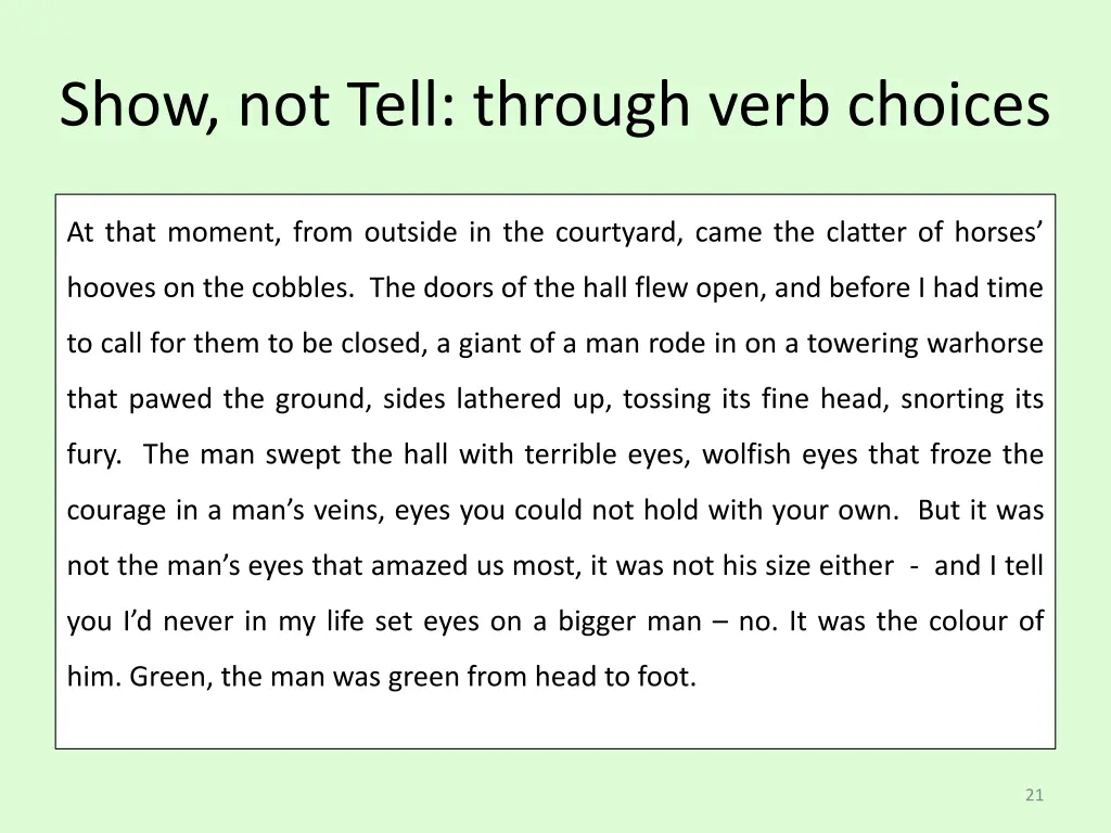 show not tell through verb choices