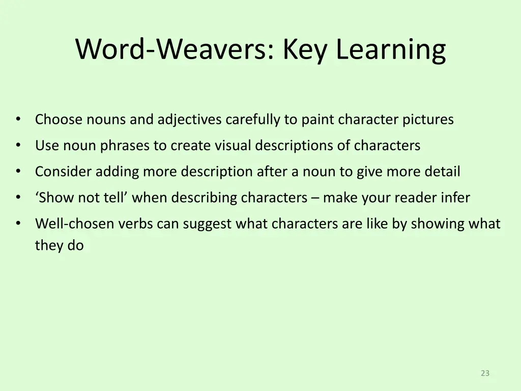 word weavers key learning