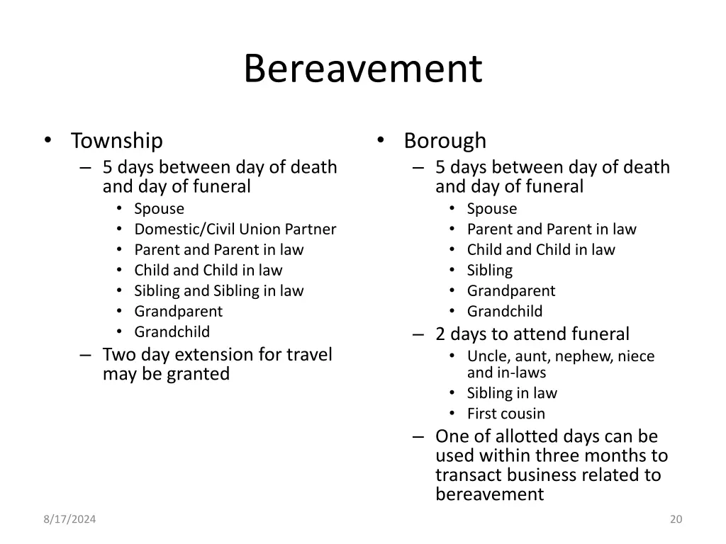 bereavement