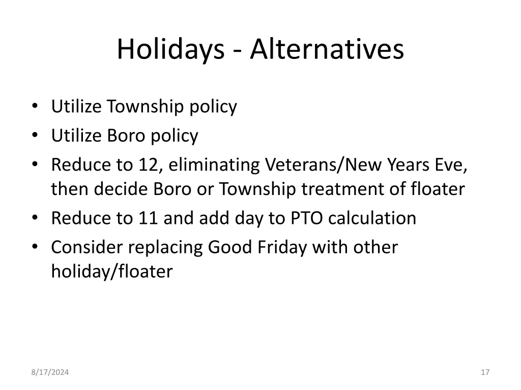 holidays alternatives