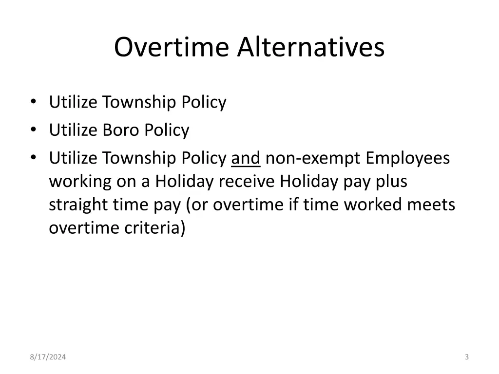 overtime alternatives