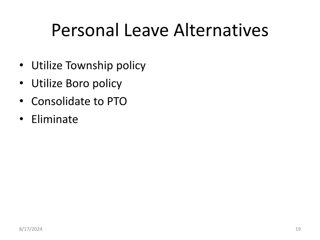 personal leave alternatives