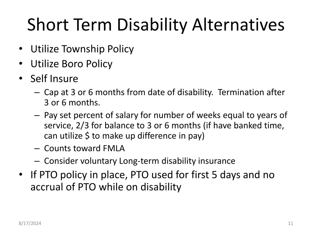 short term disability alternatives