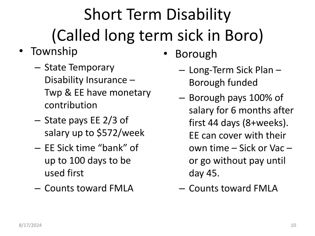 short term disability called long term sick