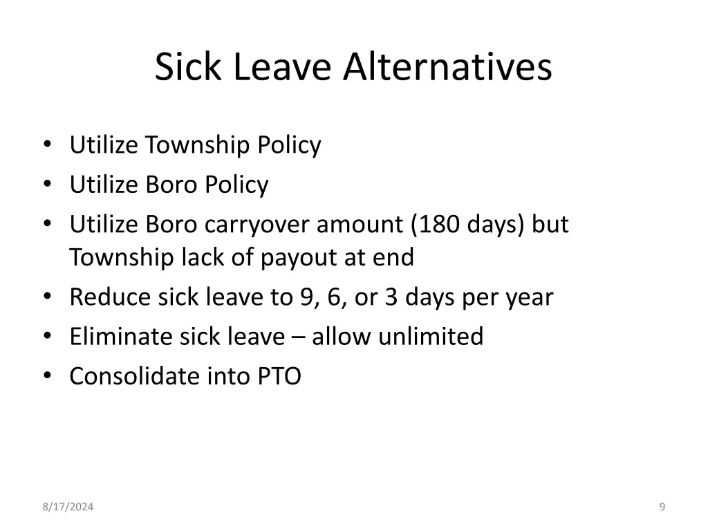 sick leave alternatives