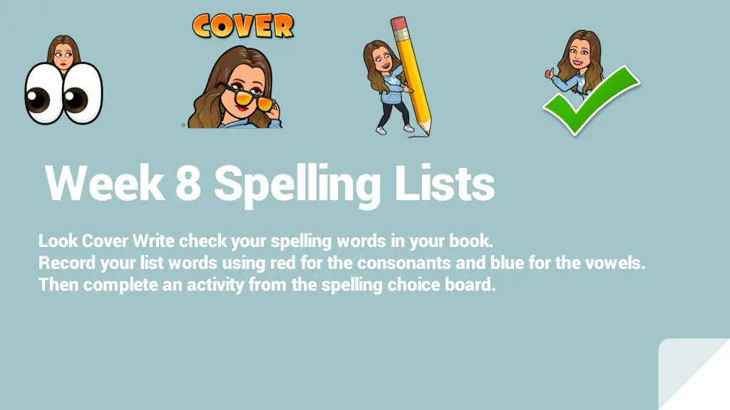 week 8 spelling lists