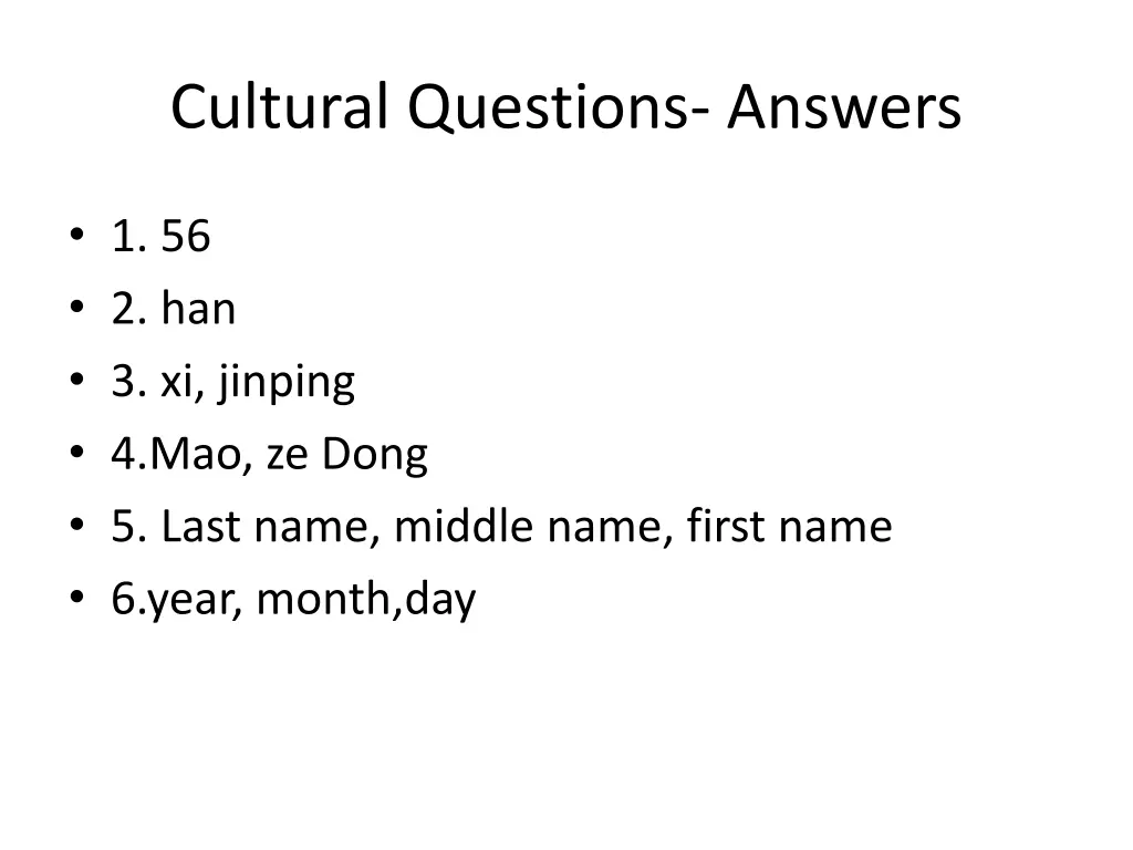 cultural questions answers