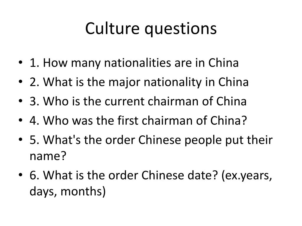 culture questions