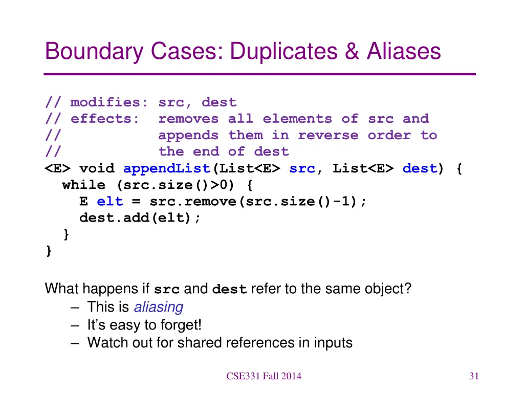 boundary cases duplicates aliases