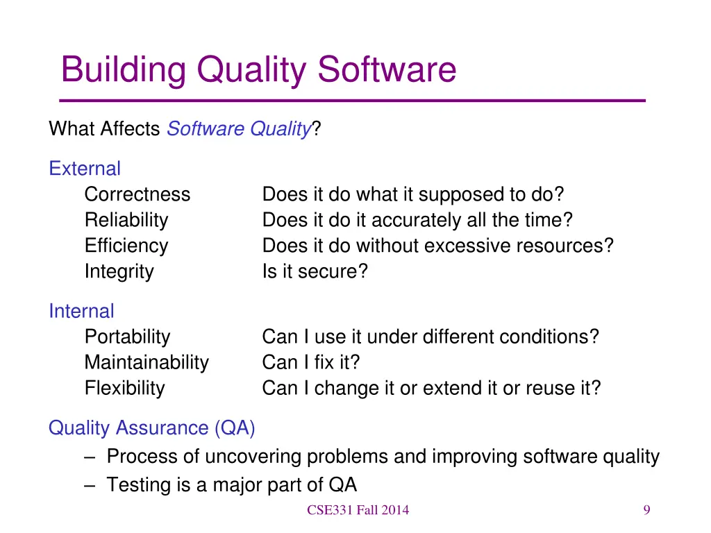 building quality software