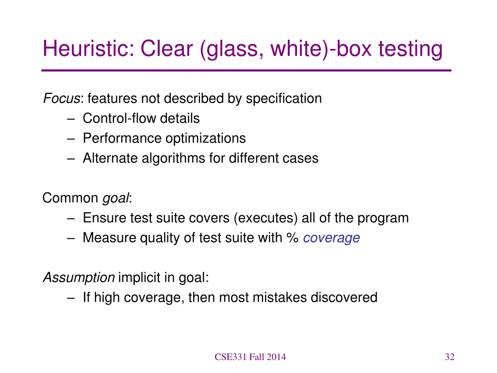 heuristic clear glass white box testing