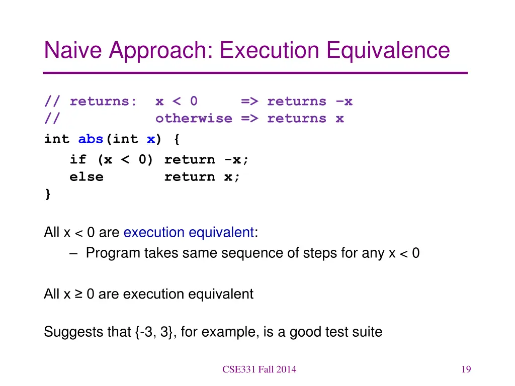 naive approach execution equivalence