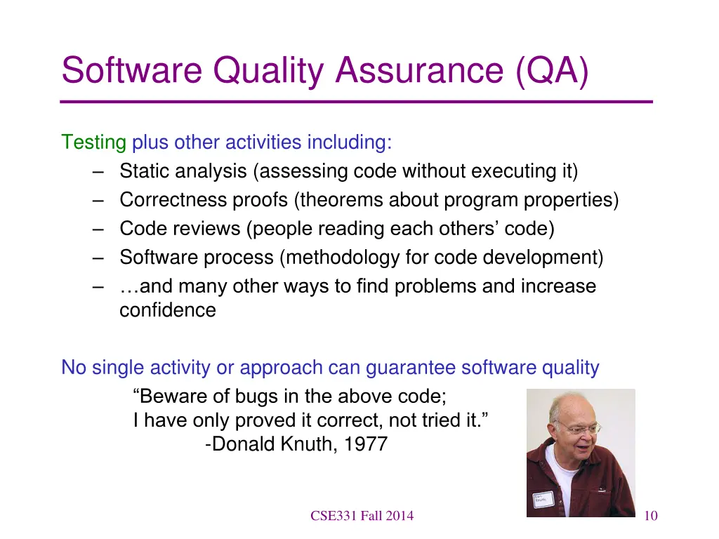 software quality assurance qa