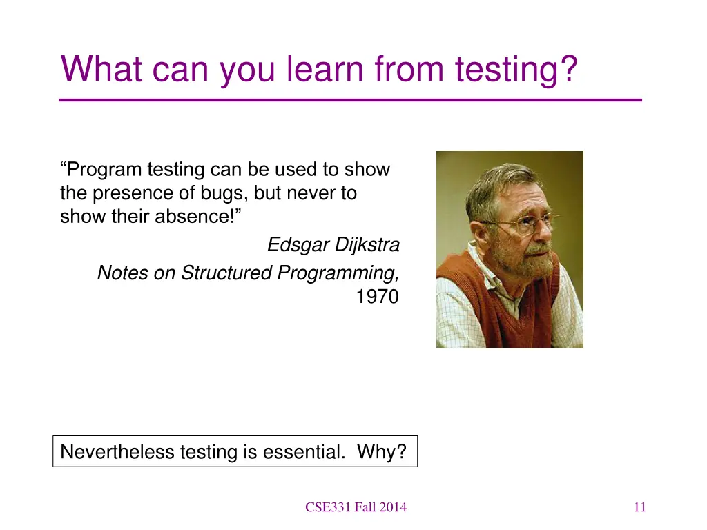 what can you learn from testing