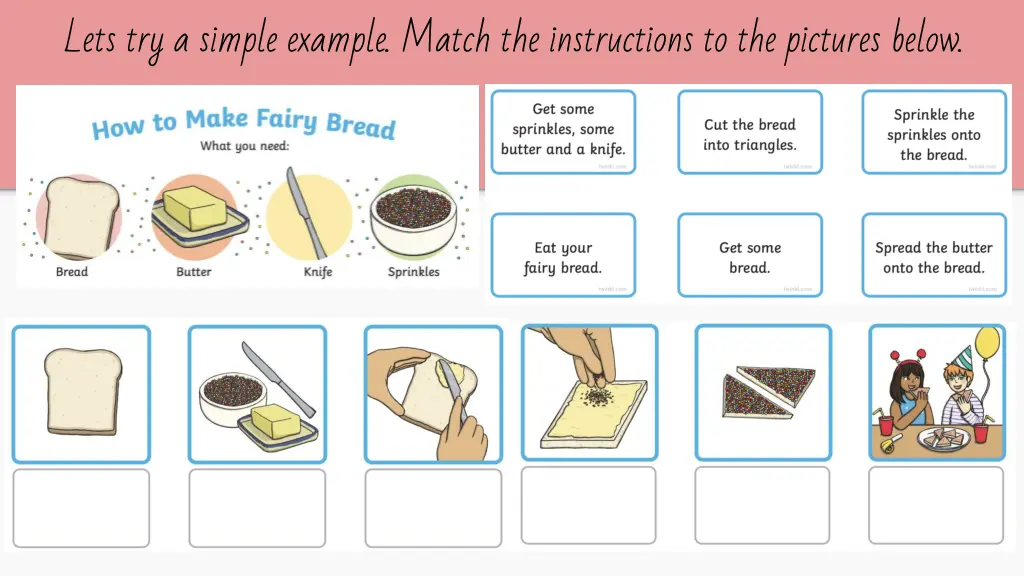 lets try a simple example match the instructions