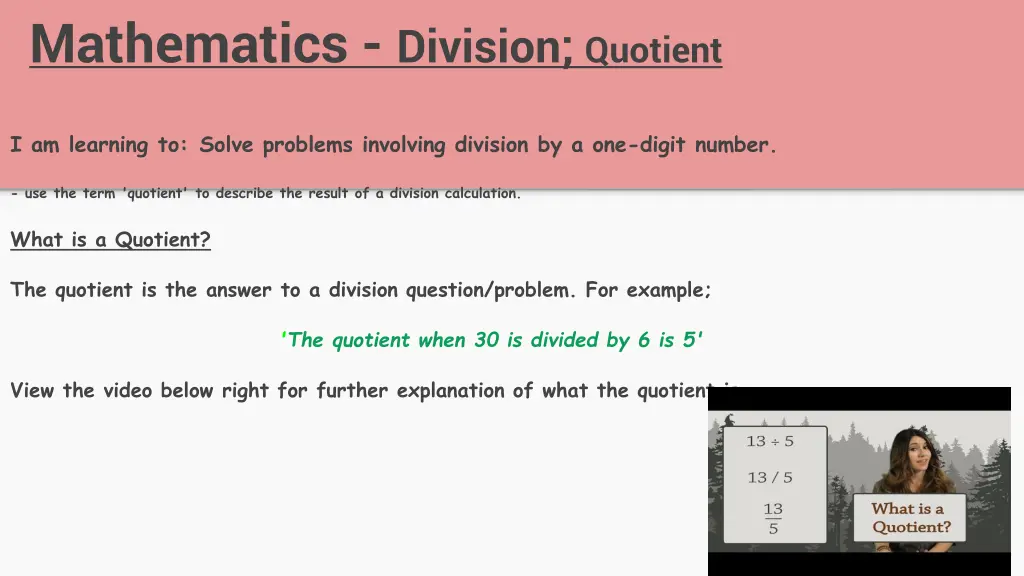 mathematics division quotient