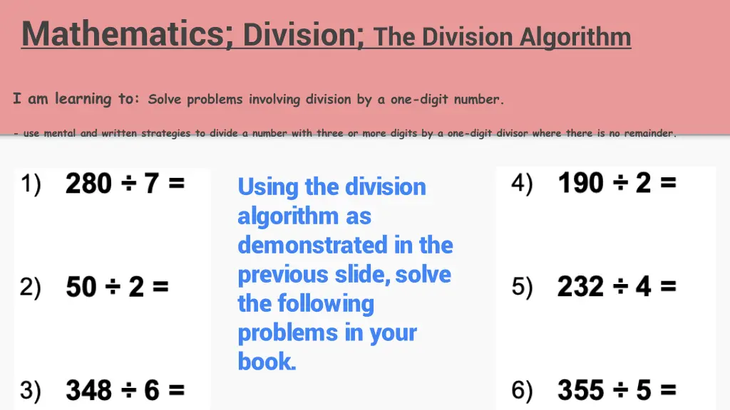 mathematics division the division algorithm 1