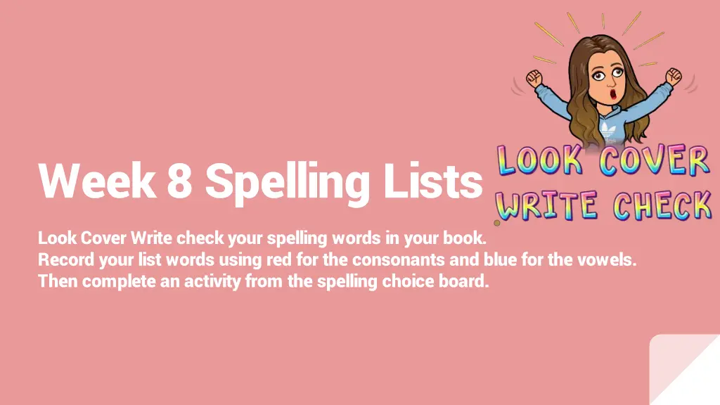 week 8 spelling lists