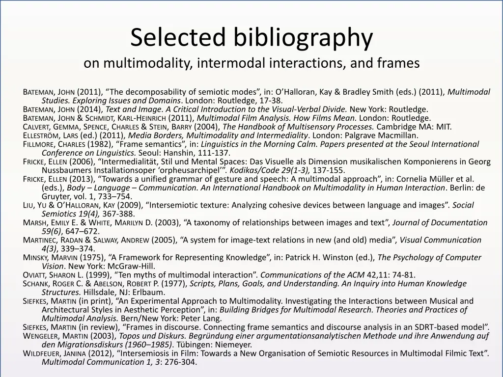 selected bibliography on multimodality intermodal