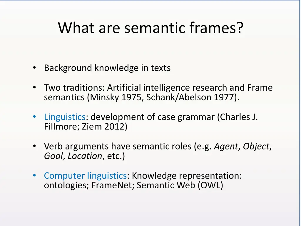 what are semantic frames