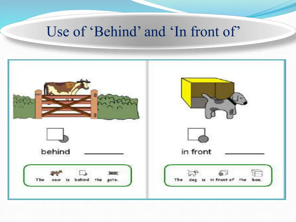 use of behind and in front of