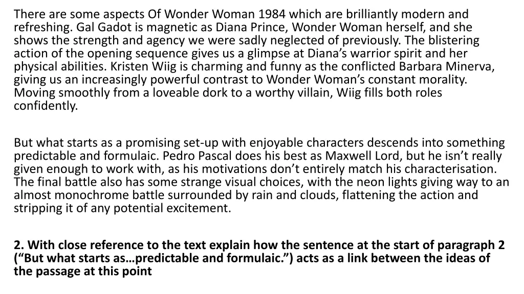 there are some aspects of wonder woman 1984 which