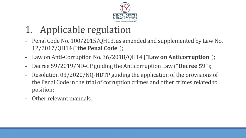 1 applicable regulation penal code no 100 2015