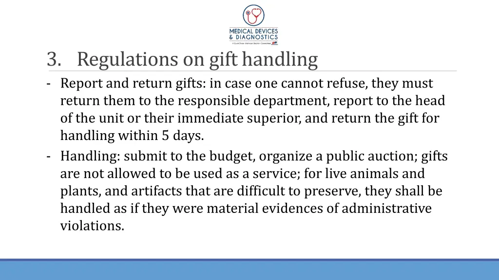 3 regulations on gift handling report and return