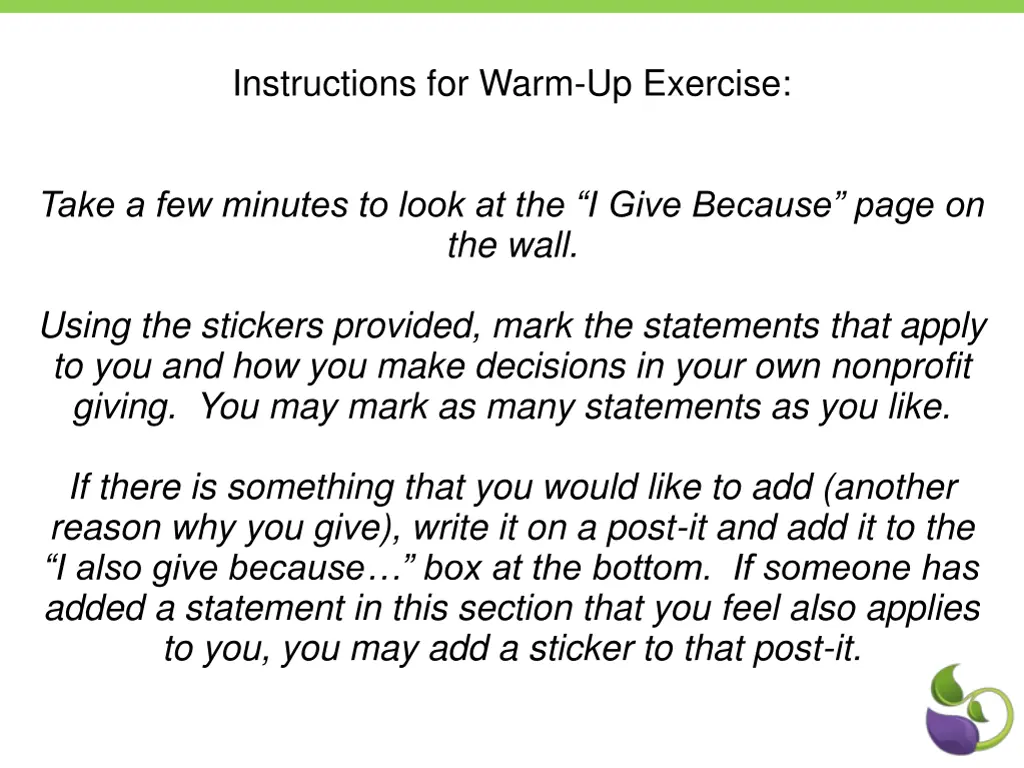 instructions for warm up exercise