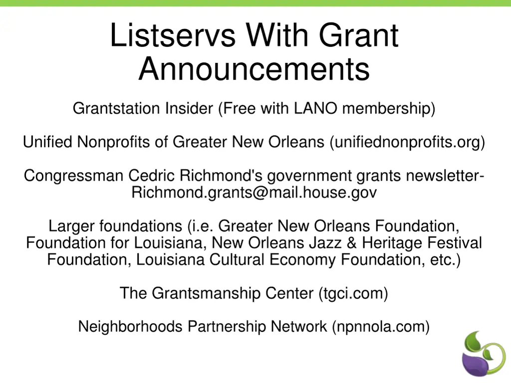 listservs with grant announcements