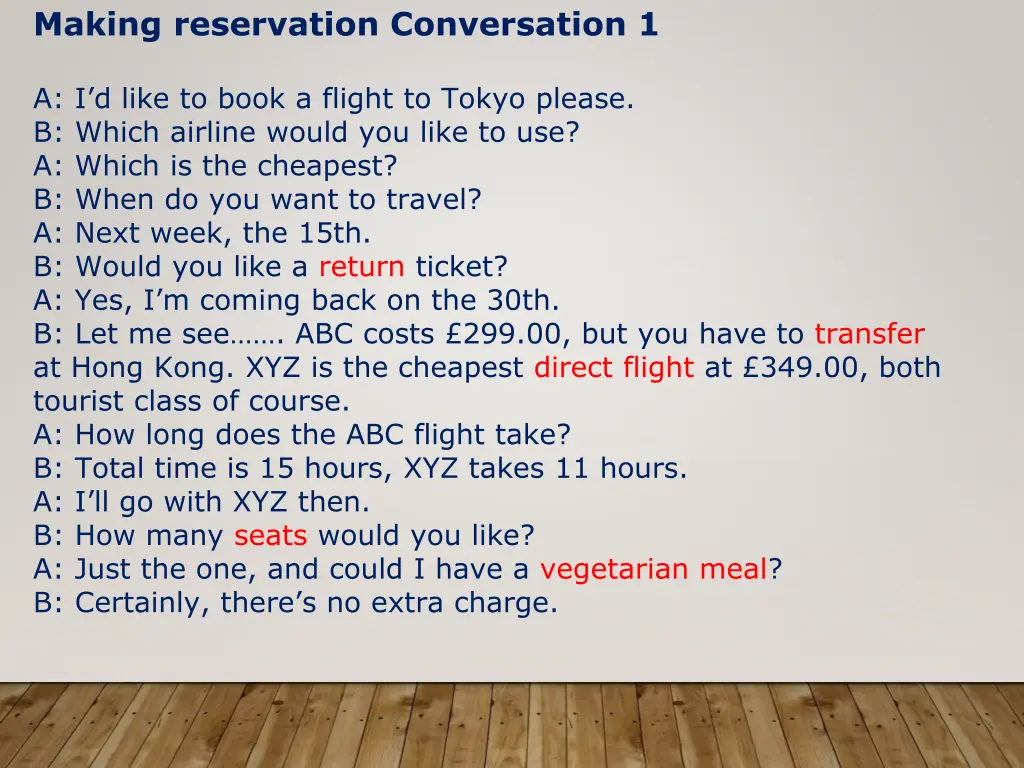 making reservation conversation 1