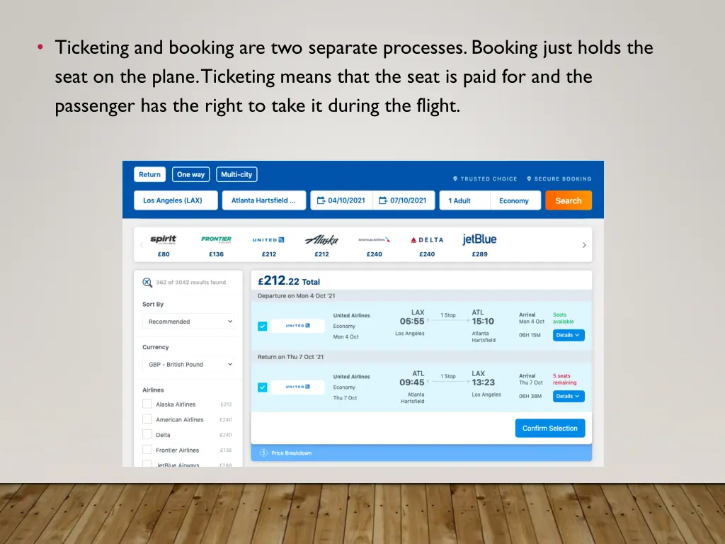 ticketing and booking are two separate processes