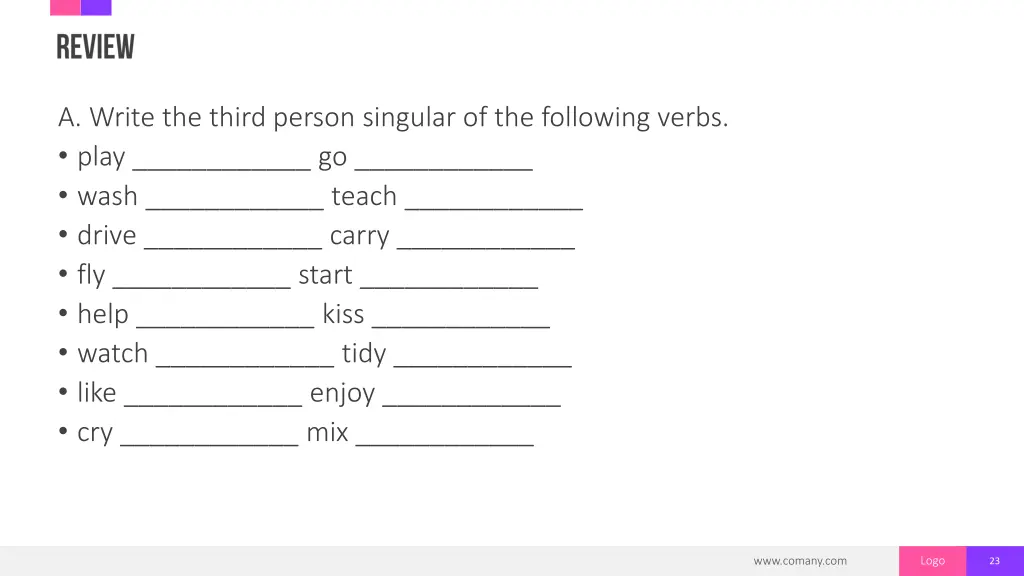 a write the third person singular