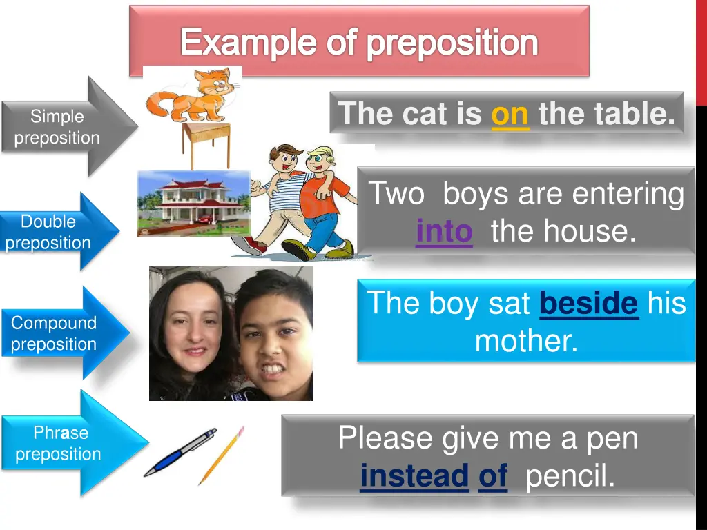 example of preposition