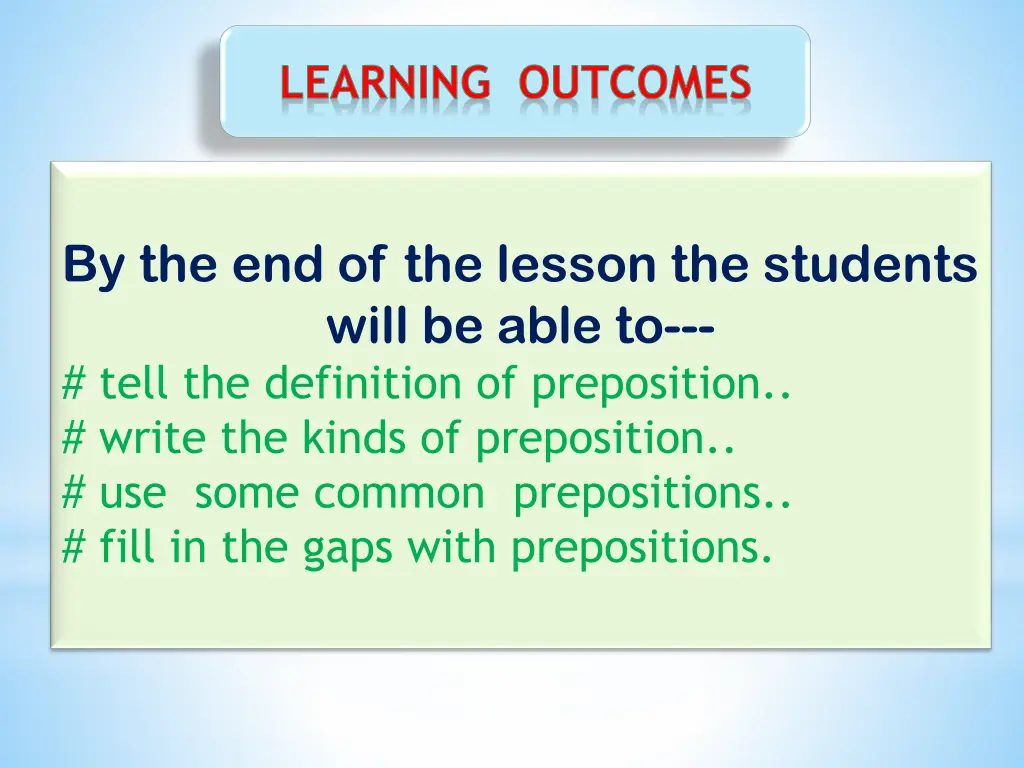 learning outcomes