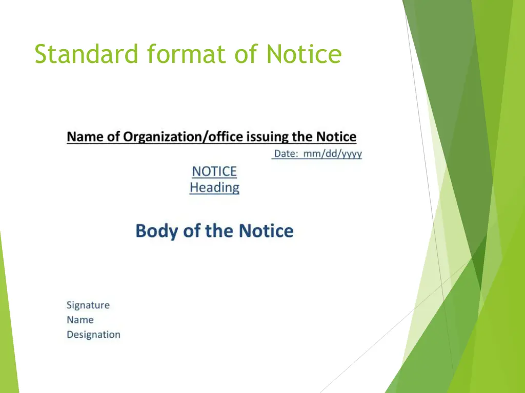 standard format of notice