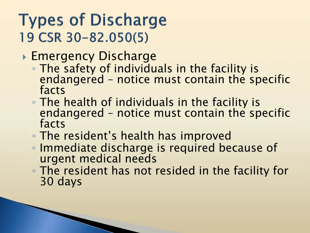 emergency discharge the safety of individuals