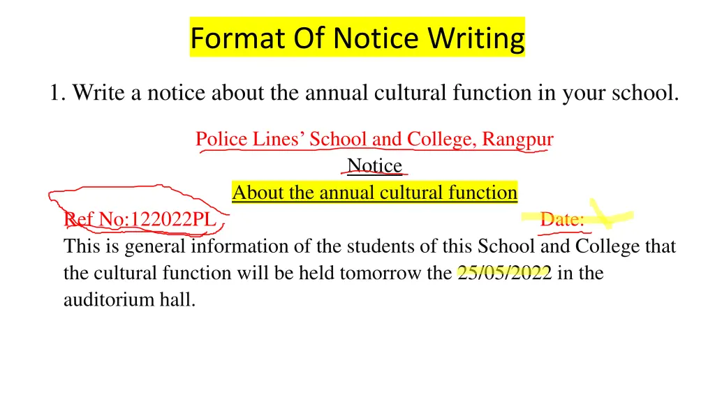 format of notice writing