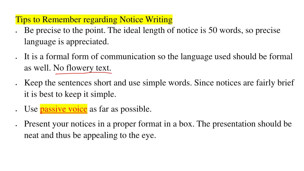 tips to remember regarding notice writing