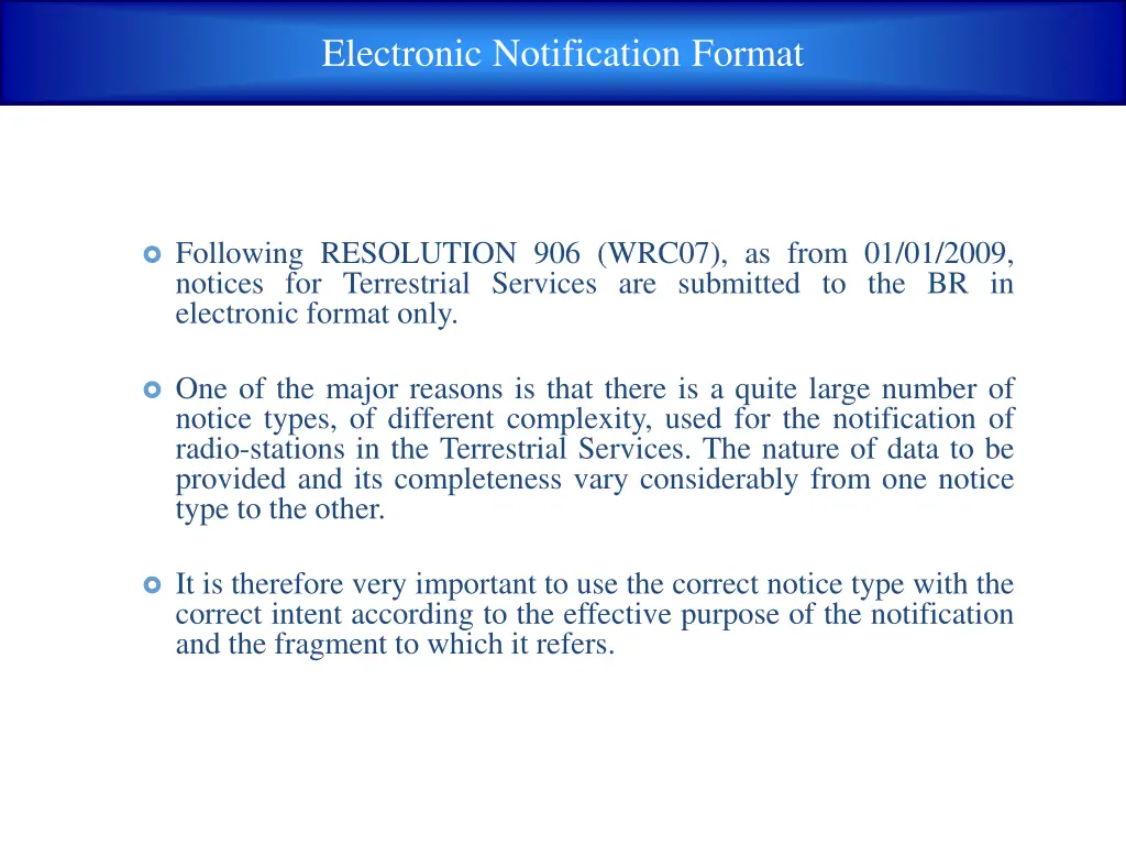 electronic notification format