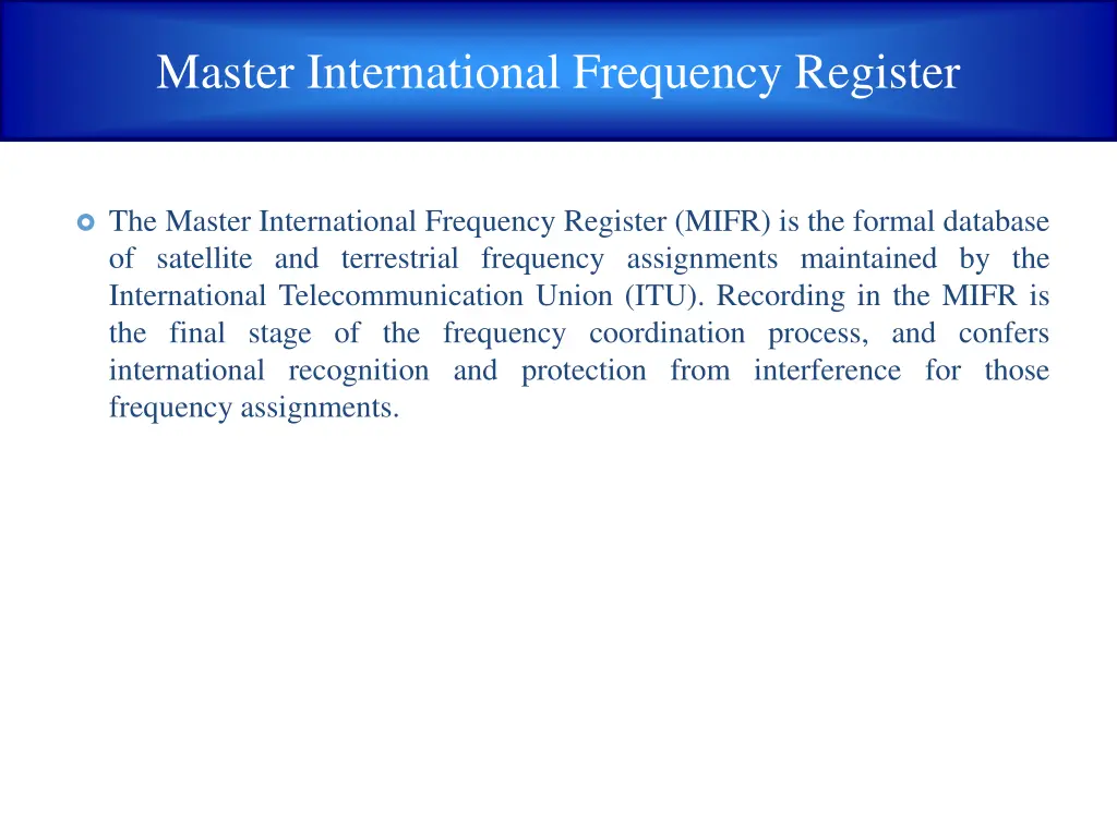 master international frequency register