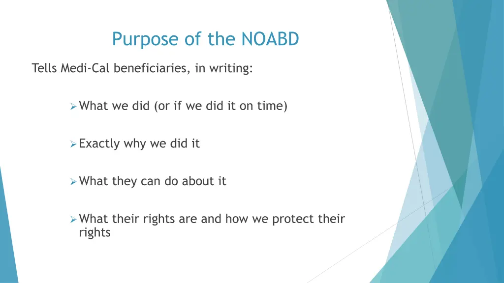 purpose of the noabd