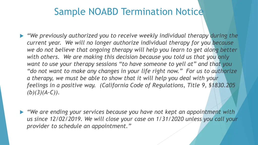 sample noabd termination notice