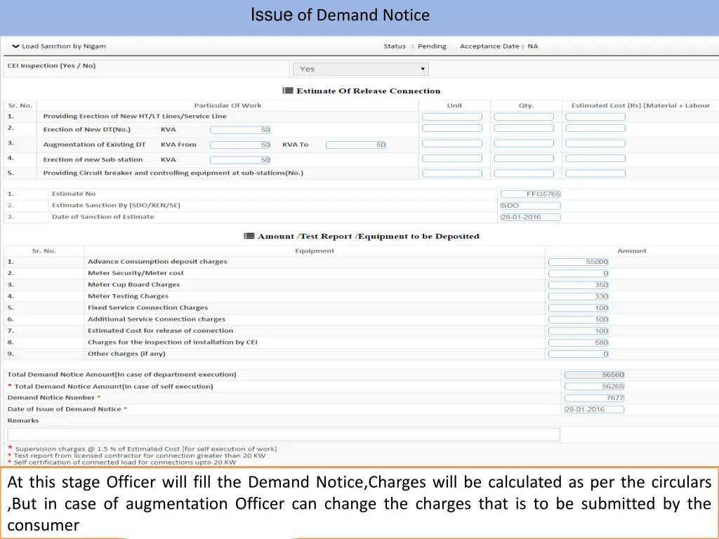 issue of demand notice