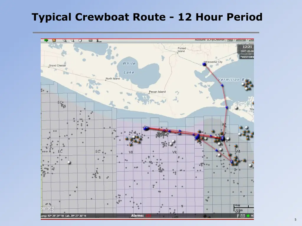 typical crewboat route 12 hour period