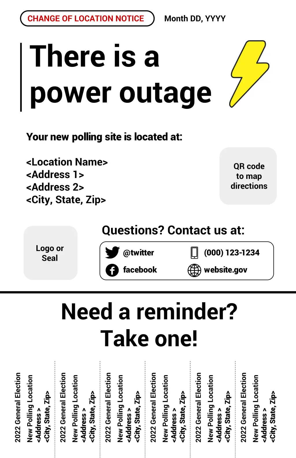 change of location notice there is a power outage 2