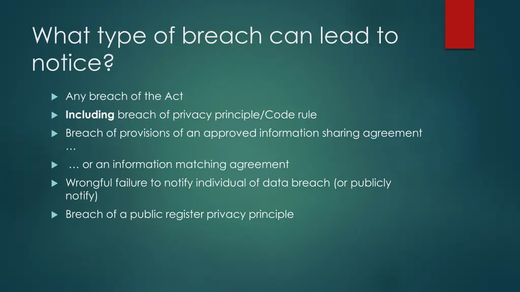 what type of breach can lead to notice 1