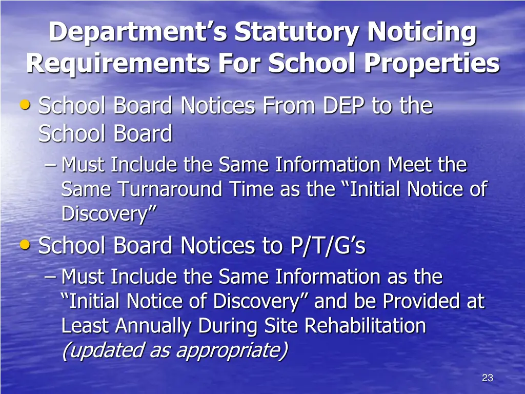 department s statutory noticing requirements 1